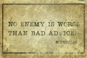 quote on old parchment about bad advice