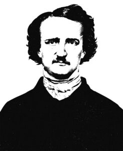 pen and ink sketch of author Edgar Allen Poe